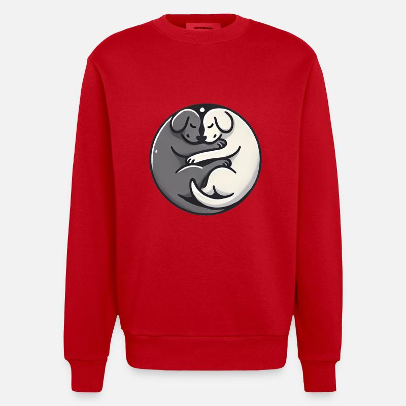 YinYang Sleeping Dogs Design - Sweat bio épais oversize fabriqué en UE - rouge