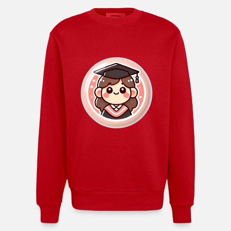 Abschluss-Cartoon-Abzeichen-Design - Heavyweight Oversized Organic Crew Neck Made in EU - Rot