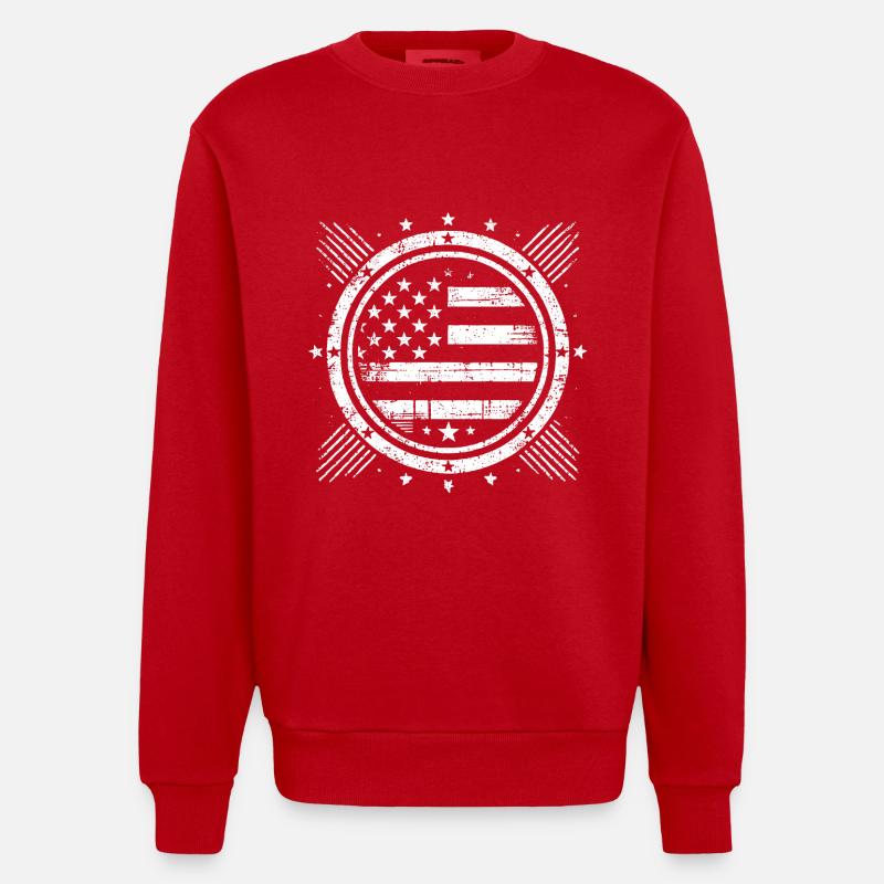 Drapeau en détresse Grunge Design - Sweat bio épais oversize fabriqué en UE - rouge