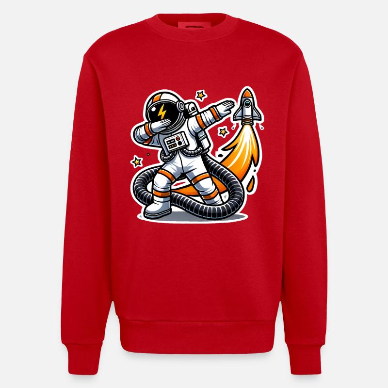 Drôle Dabbing astronaute conception spatiale - Sweat bio épais oversize fabriqué en UE - rouge