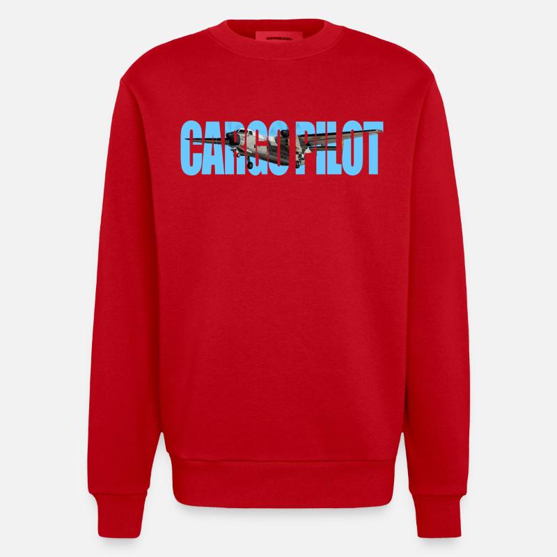 Cargo pilot C-2A - Heavyweight Oversized Organic Crew Neck Made in EU - red
