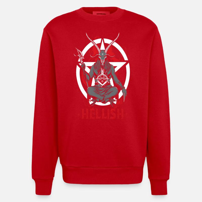 L'enfer Satan Baphomet - Sweat bio épais oversize fabriqué en UE - rouge