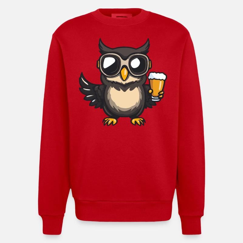 Eule Apres Ski Bier - Heavyweight Oversized Organic Crew Neck Made in EU - Rot