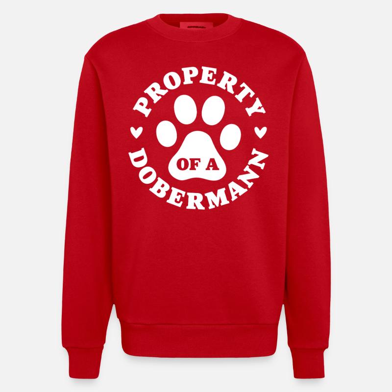 Propriété d’un Dobermann - Sweat bio épais oversize fabriqué en UE - rouge