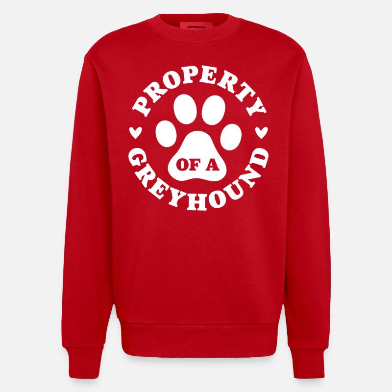 Eigentum eines Windhundes - Heavyweight Oversized Organic Crew Neck Made in EU - Rot