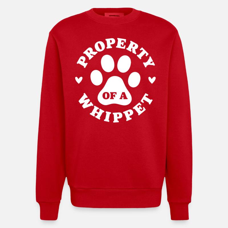 Eigentum eines Whippets - Heavyweight Oversized Organic Crew Neck Made in EU - Rot