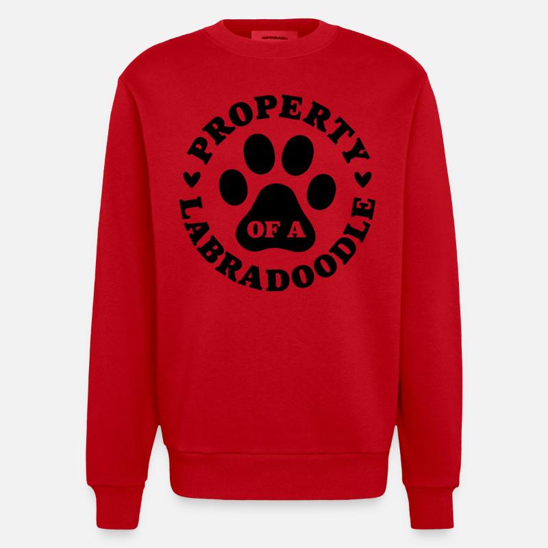 Eigentum eines Labradoodles - Heavyweight Oversized Organic Crew Neck Made in EU - Rot