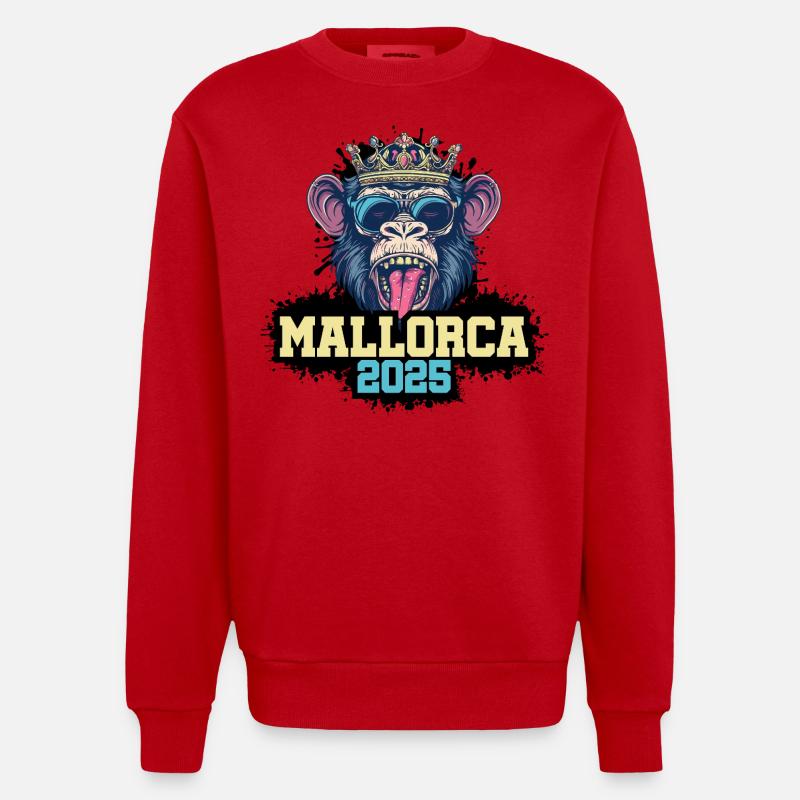 Mallorca 2025 Affe - Heavyweight Oversized Organic Crew Neck Made in EU - Rot