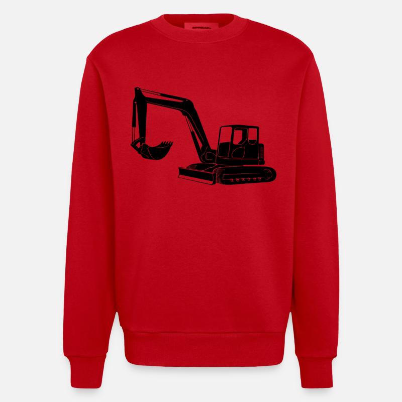 Baggerfahrer Silhouette - Baugeräteführer - Heavyweight Oversized Organic Crew Neck Made in EU - Rot