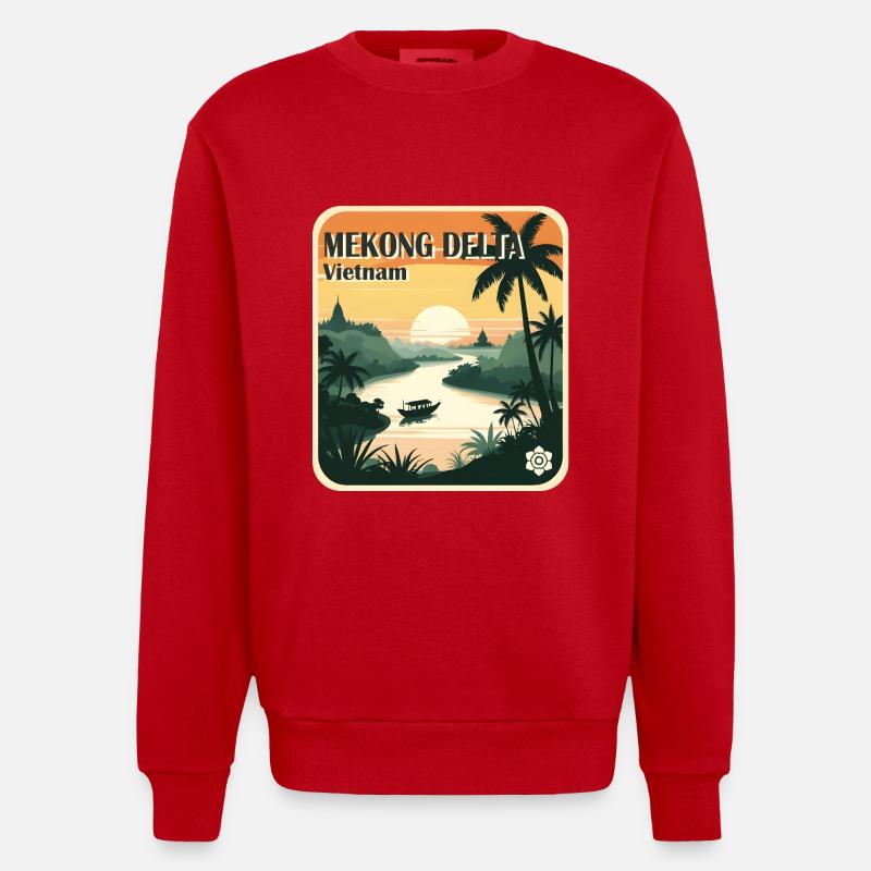 Delta du Mékong - Sweat bio épais oversize fabriqué en UE - rouge