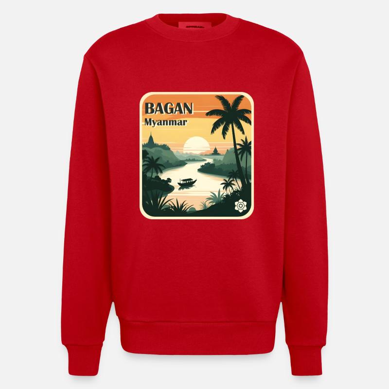 Bagan, Myanmar - Sweat bio épais oversize fabriqué en UE - rouge