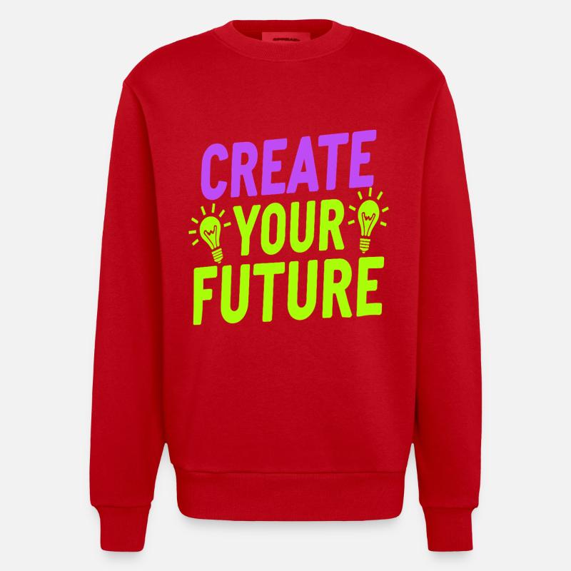 Create Your Future Glühbirne - Heavyweight Oversized Organic Crew Neck Made in EU - Rot