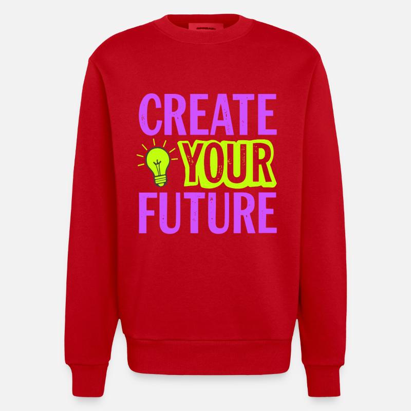 Create Your Future Light Bulb - Heavyweight Oversized Organic Crew Neck Made in EU - red