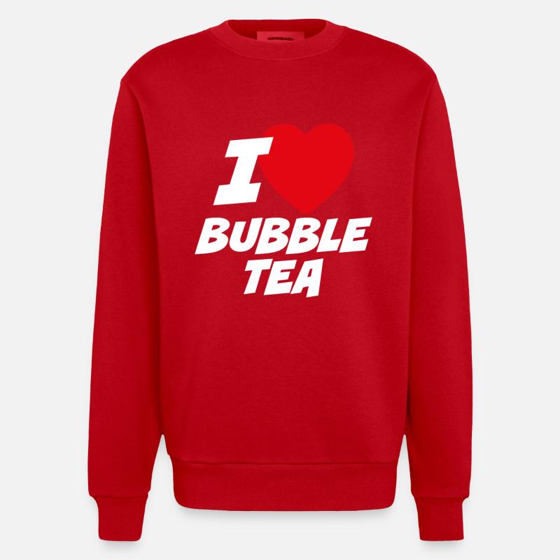 I Love Bubble Tea - Heavyweight Oversized Organic Crew Neck Made in EU - red