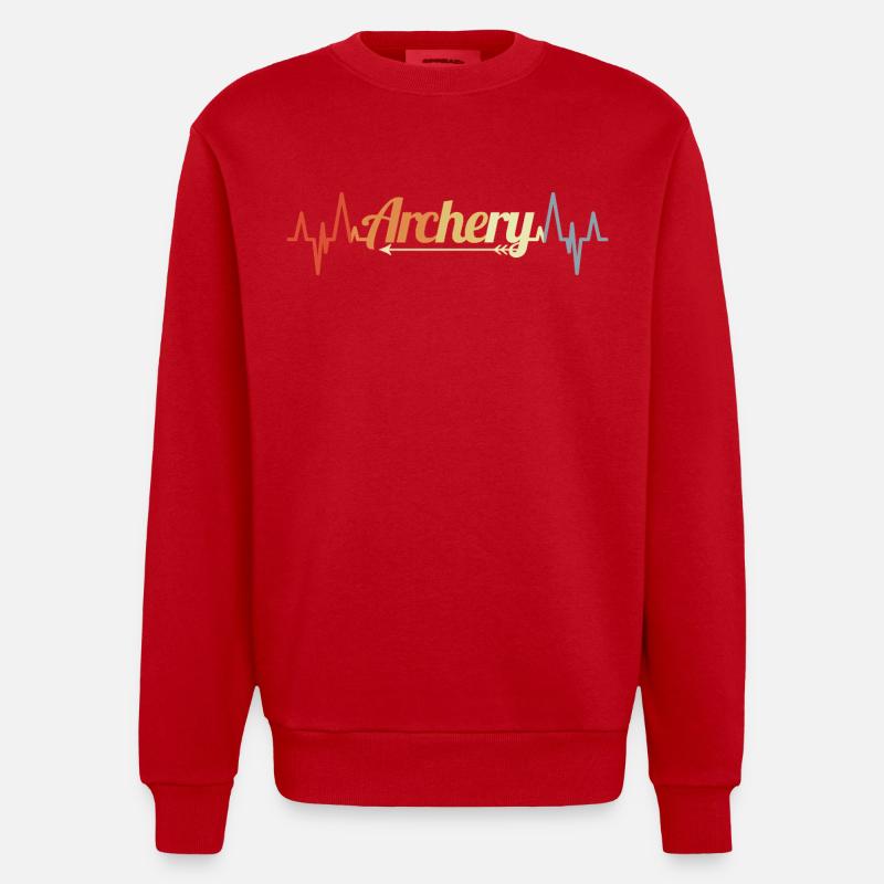 Archery Heartbeat - Heavyweight Oversized Organic Crew Neck Made in EU - red