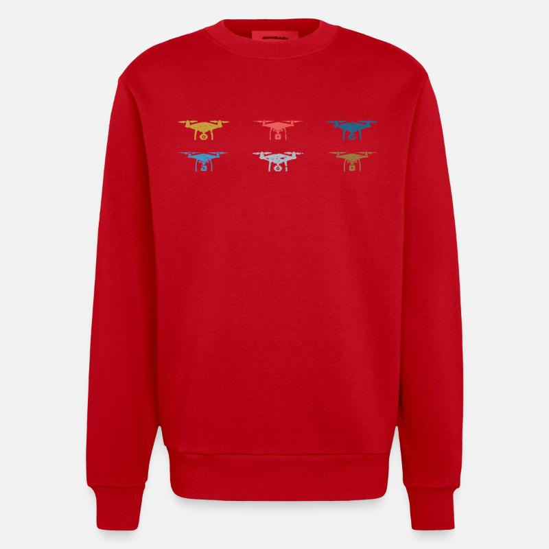 Heartbeat Drone Drones - Heavyweight Oversized Organic Crew Neck Made in EU - red