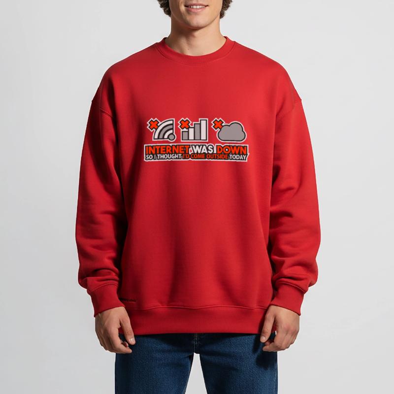Internet Was Down - Offline Programmer Computer Heavyweight Oversized Organic Crew Neck Made in EU