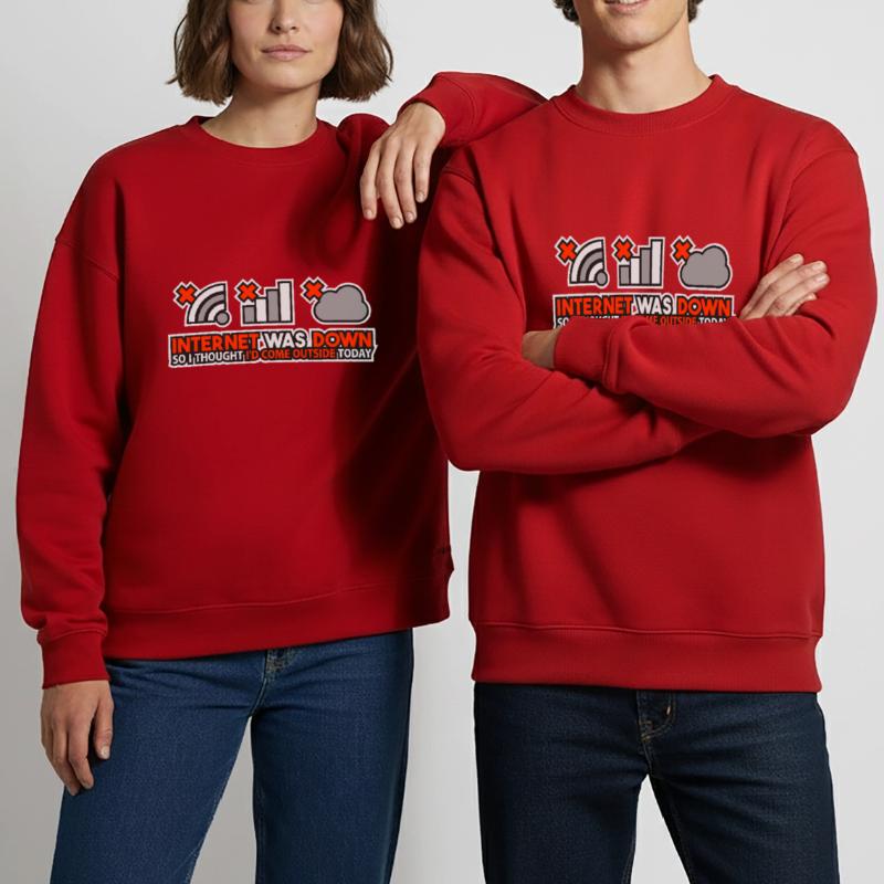 Internet Was Down - Offline Programmer Computer Heavyweight Oversized Organic Crew Neck Made in EU