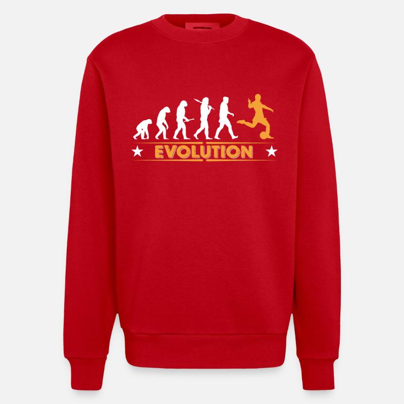 Fussball Evolution - orange/weiss - Heavyweight Oversized Organic Crew Neck Made in EU - Rot