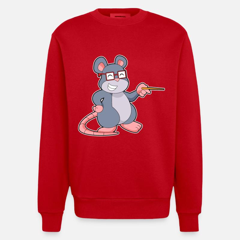Maus Lehrer Pointer - Heavyweight Oversized Organic Crew Neck Made in EU - Rot
