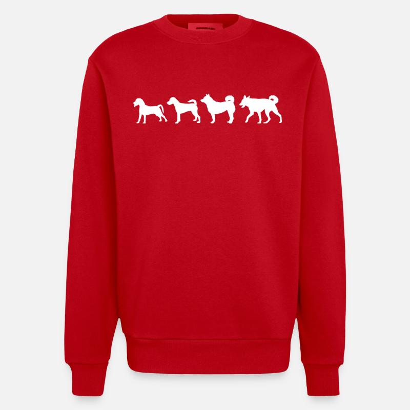 Évolution du chien - Sweat bio épais oversize fabriqué en UE - rouge