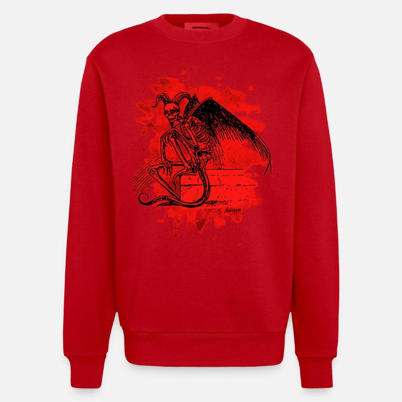 Sitting Demon – bleached red - Heavyweight Oversized Organic Crew Neck Made in EU - Rot