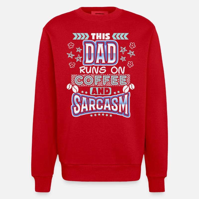 Dad-Daddy, Papa-Vater Kaffee, Sarkasmus Spruch - Heavyweight Oversized Organic Crew Neck Made in EU - Rot