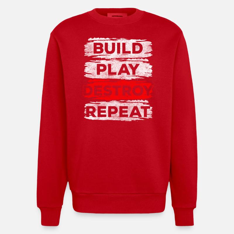 Bausteine Kinder Welt - Heavyweight Oversized Organic Crew Neck Made in EU - Rot