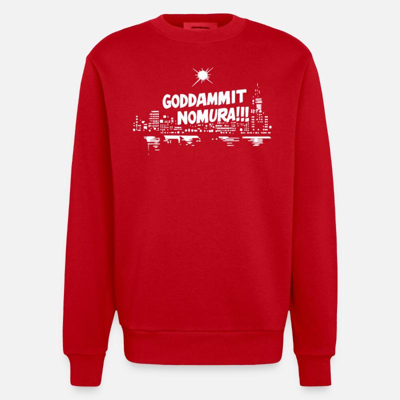 Goddammit Nomura – Skyline Design - Sweat bio épais oversize fabriqué en UE - rouge