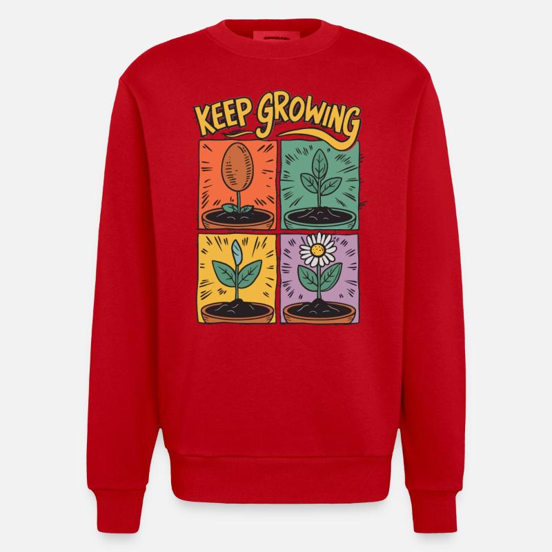 Positive development – Keep Growing - Heavyweight Oversized Organic Crew Neck Made in EU - red