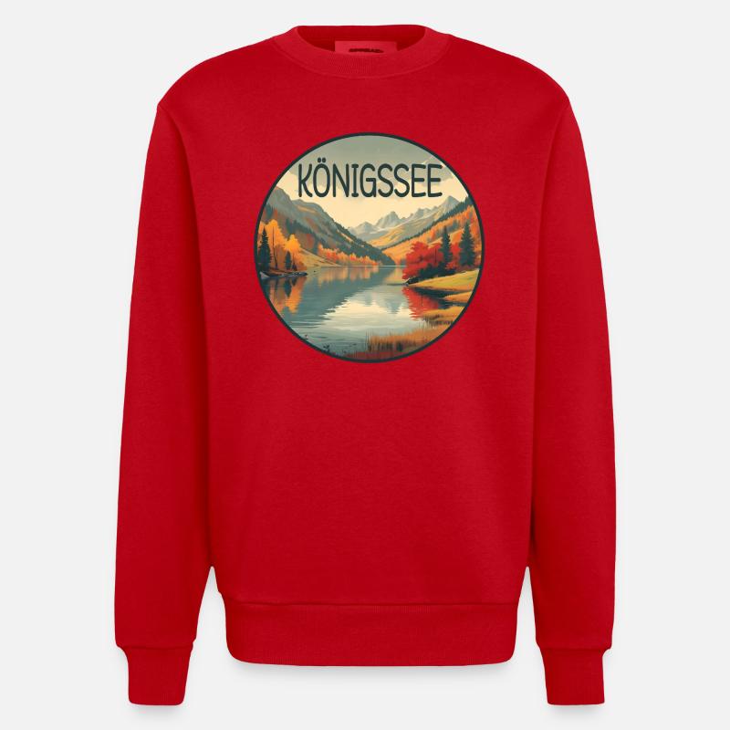 Koenigssee retro bergsee - Sweat bio épais oversize fabriqué en UE - rouge