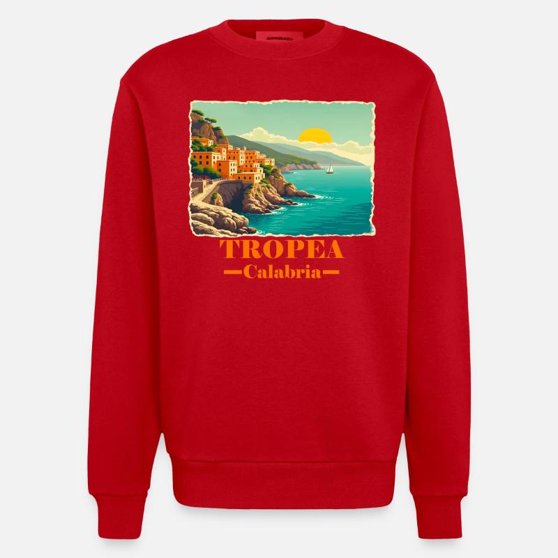 Tropea Calabria orange - Heavyweight Oversized Organic Crew Neck Made in EU - red