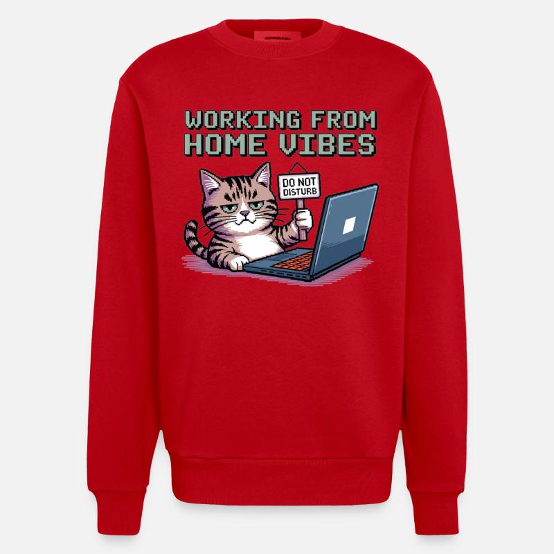 Homeoffice mit Stil und Katze - Heavyweight Oversized Organic Crew Neck Made in EU - Rot