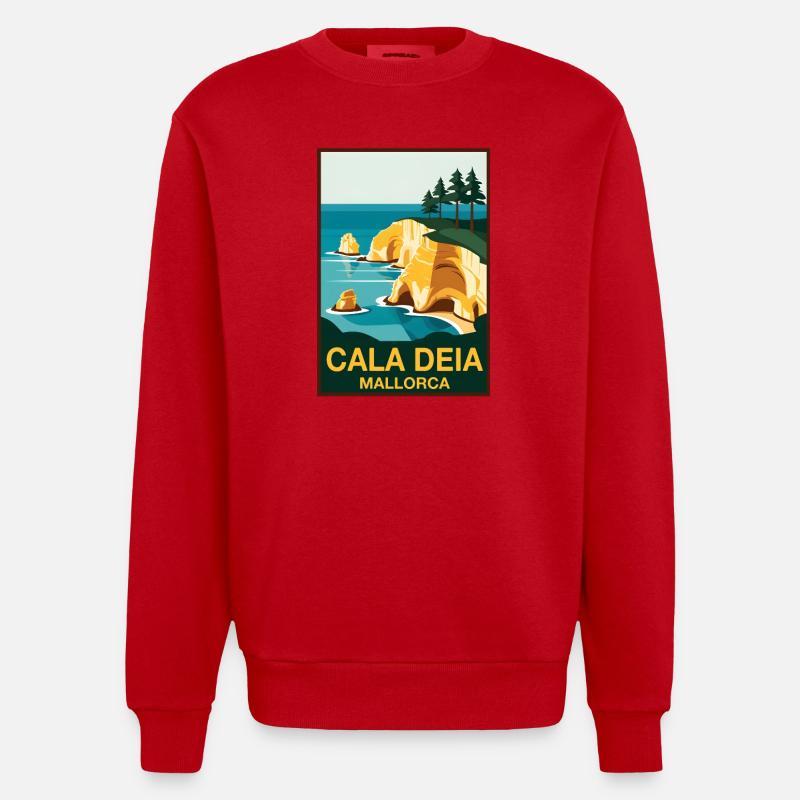 Cala Deia Mallorca - Sweat bio épais oversize fabriqué en UE - rouge