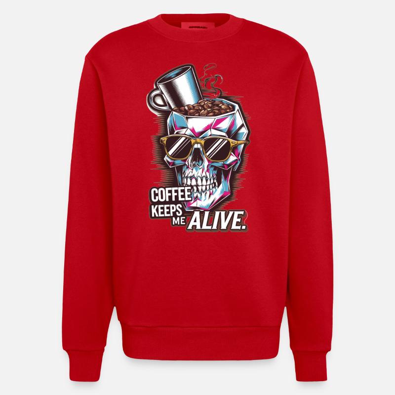 Kaffee = Leben - Heavyweight Oversized Organic Crew Neck Made in EU - Rot