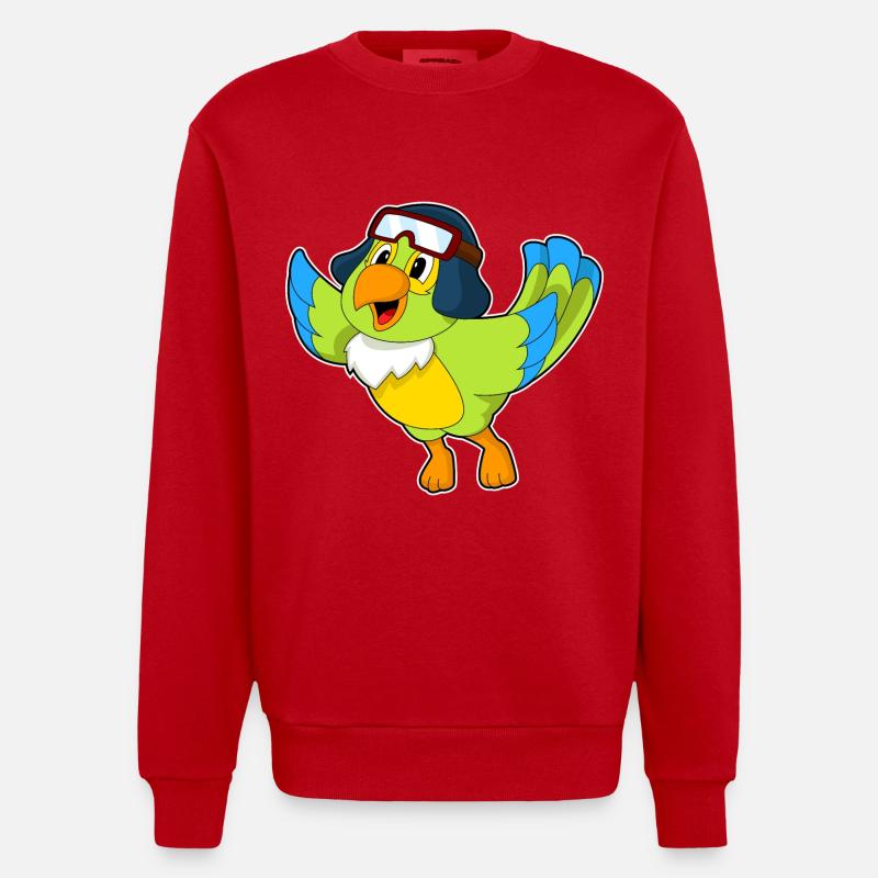 Parrot Pilot Pilot Cap - Heavyweight Oversized Organic Crew Neck Made in EU - red