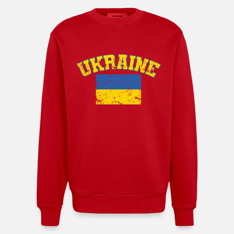 Ukraine Drapeau de l’Ukraine - Sweat bio épais oversize fabriqué en UE - rouge
