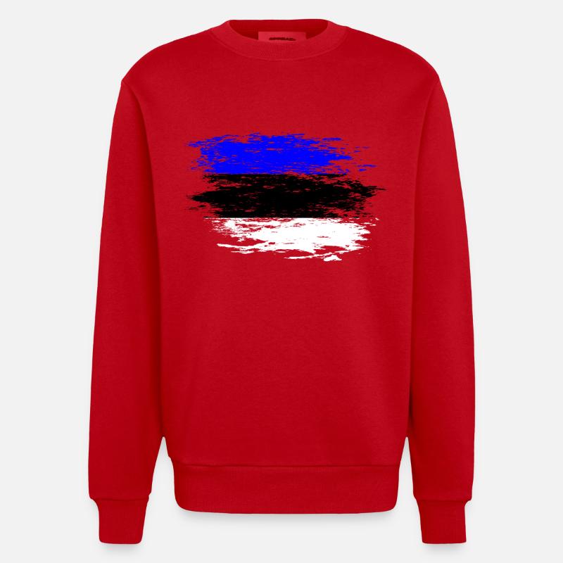 Drapeau de l’Estonie utilisé - Sweat bio épais oversize fabriqué en UE - rouge