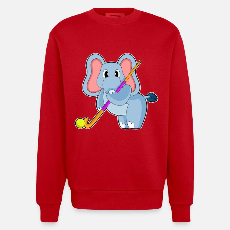 Bâton de hockey Elephant - Sweat bio épais oversize fabriqué en UE - rouge