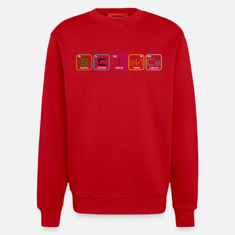 "Wissenschaft" mit den Elementen - Heavyweight Oversized Organic Crew Neck Made in EU - Rot