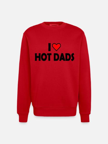 I love hot dads - Heavyweight Oversized Organic Crew Neck Made in EU - red