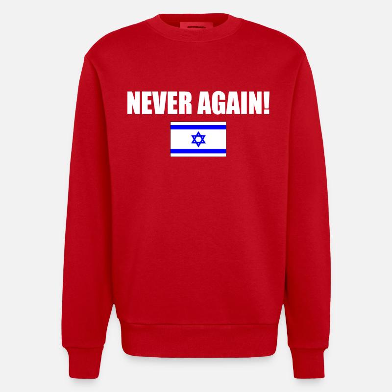 Never again - israel - Sweat bio épais oversize fabriqué en UE - rouge