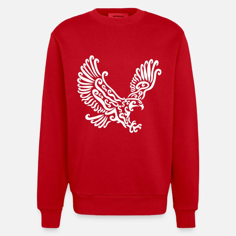 White Eagle - Heavyweight Oversized Organic Crew Neck Made in EU - red