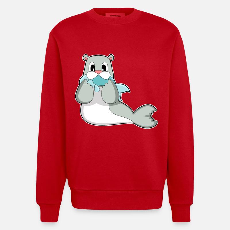 Poisson phoque - Sweat bio épais oversize fabriqué en UE - rouge