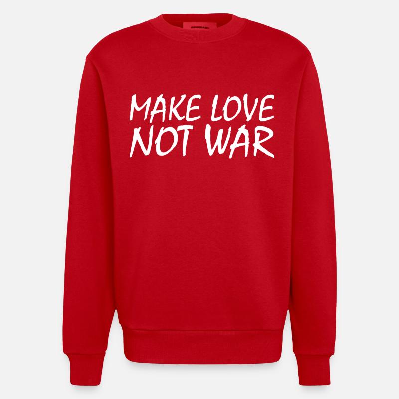 Make love not war - Sweat bio épais oversize fabriqué en UE - rouge