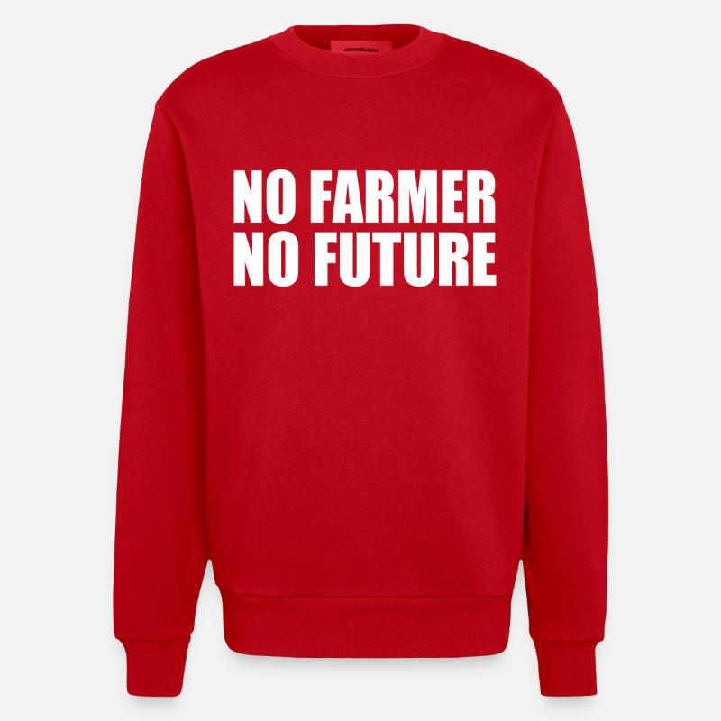 no farmer no future - Sweat bio épais oversize fabriqué en UE - rouge