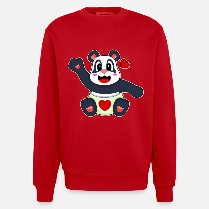 Cœur de panda - Sweat bio épais oversize fabriqué en UE - rouge