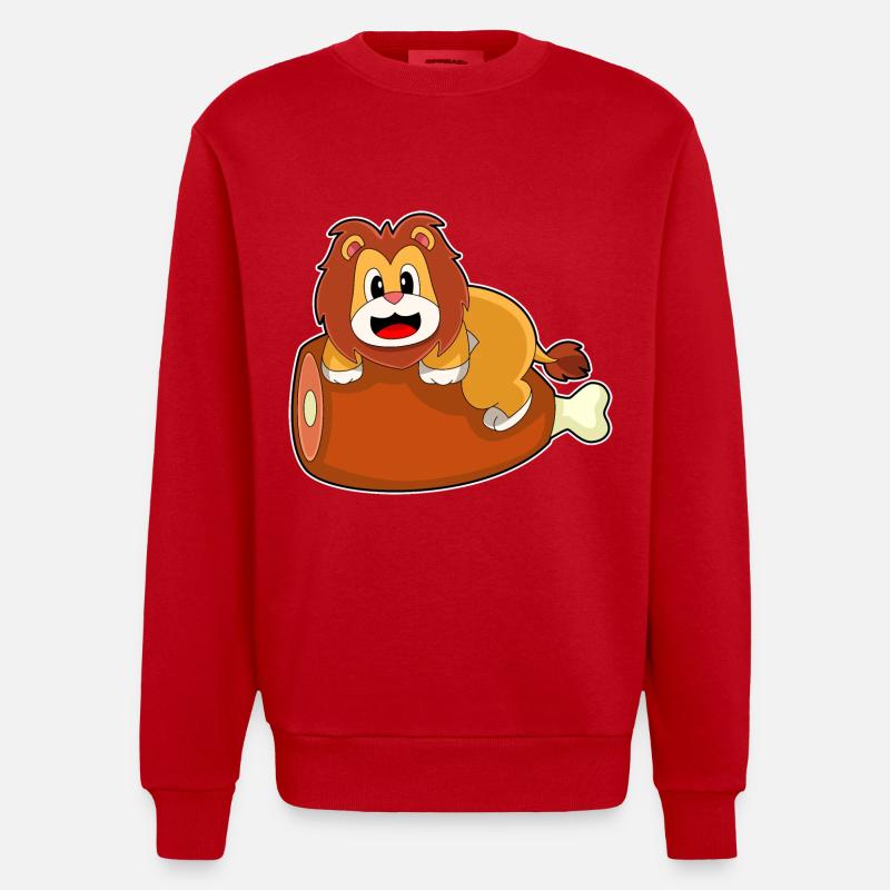 Löwe Fleisch - Heavyweight Oversized Organic Crew Neck Made in EU - Rot