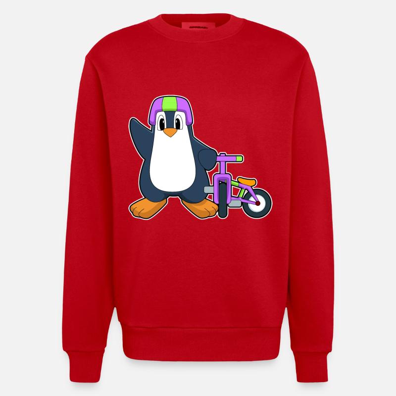 Vélo Pingouin - Sweat bio épais oversize fabriqué en UE - rouge