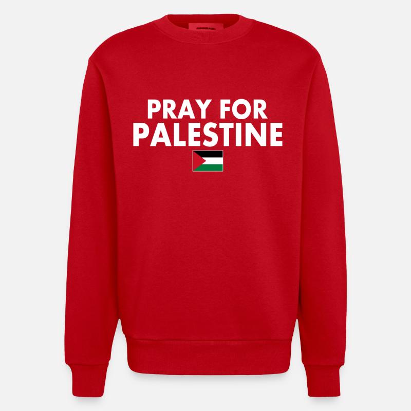 Pray for palestine - Heavyweight Oversized Organic Crew Neck Made in EU - Rot